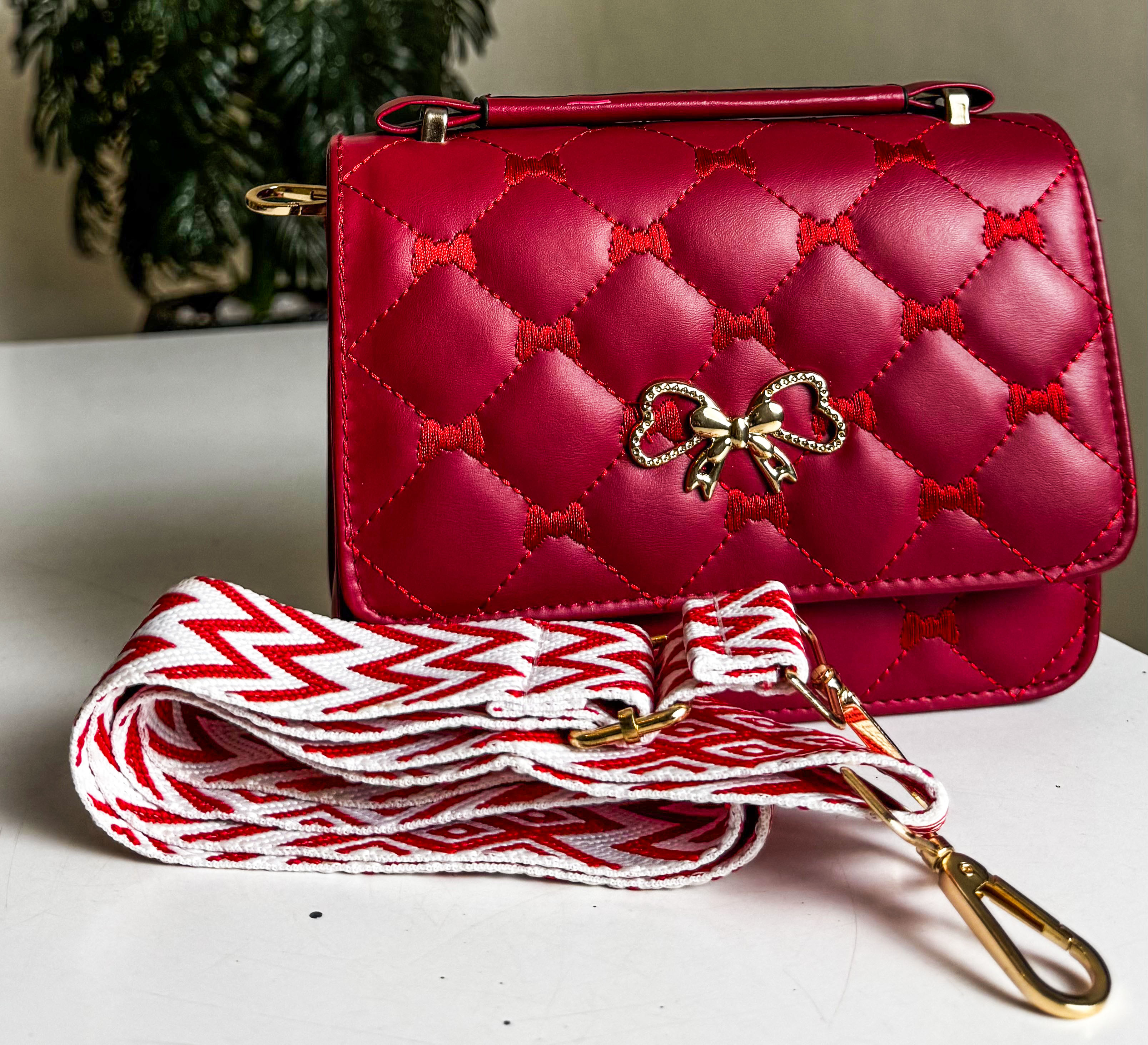 Ruby Quilted Bow Crossbody