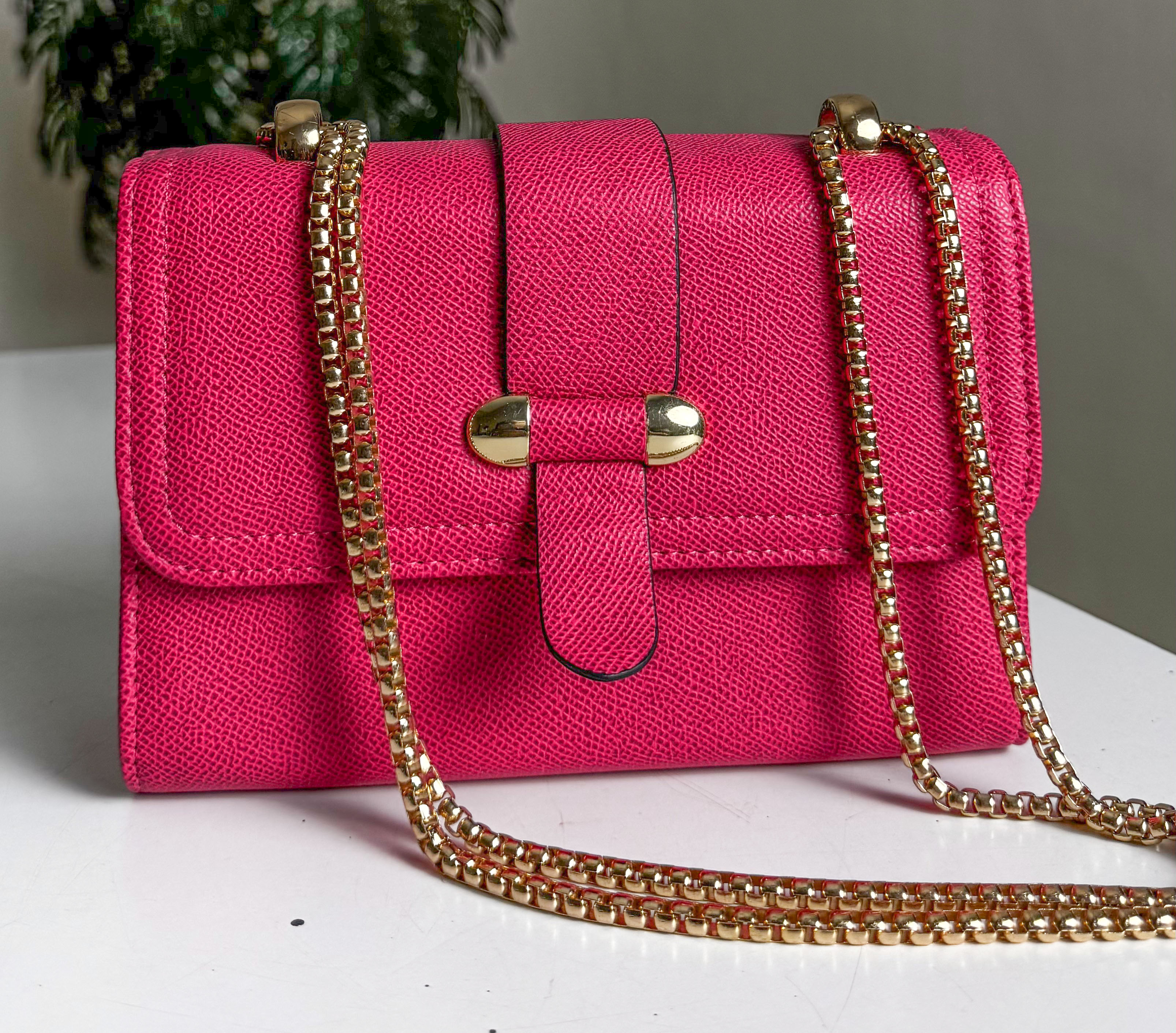 Saffiano Fuchsia Chain Bag