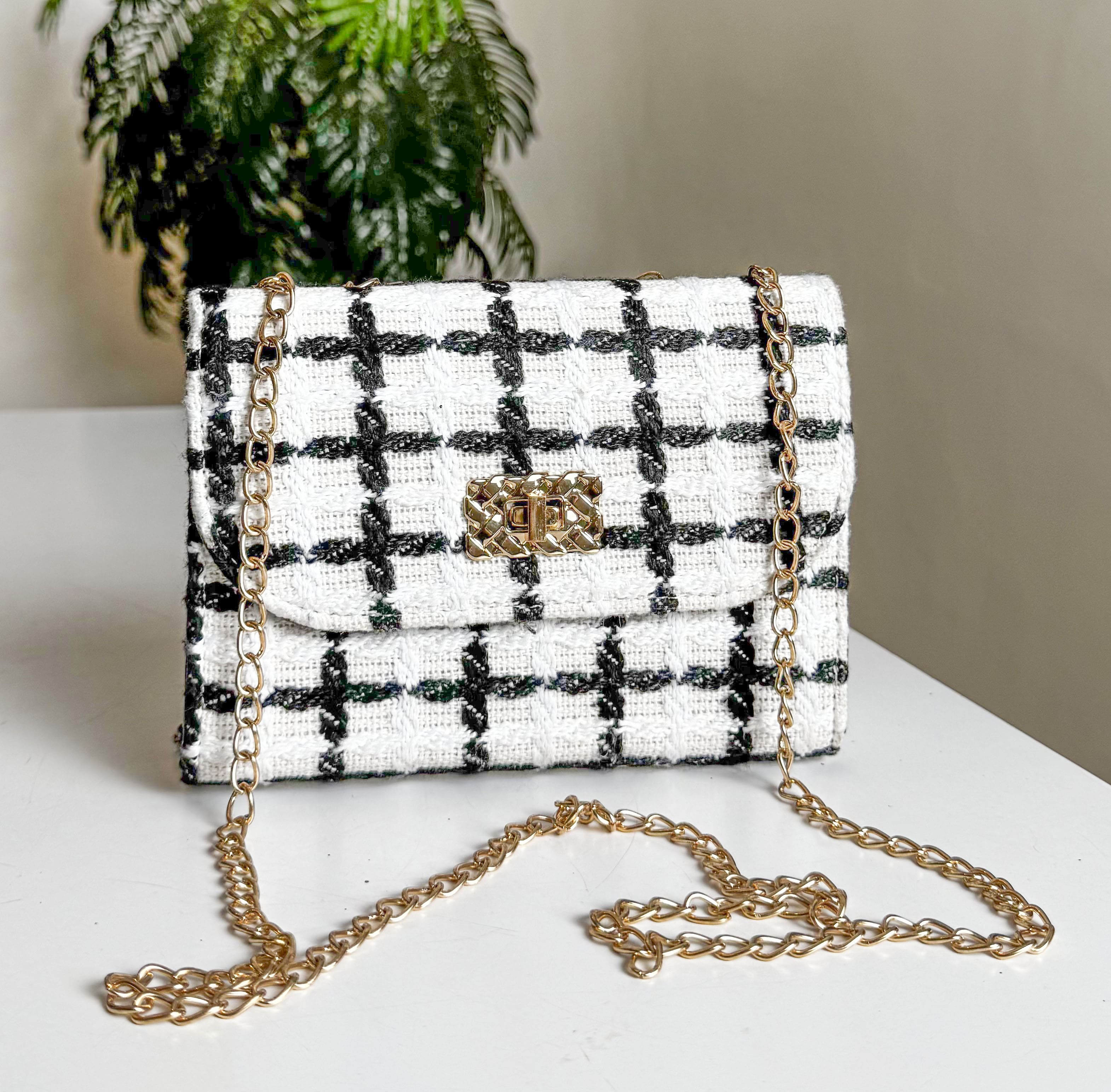 Tweed Lattice Crossbody