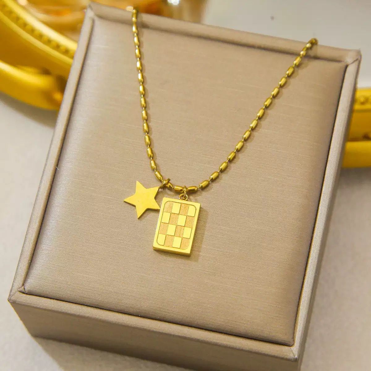Checkerboard Star Necklace