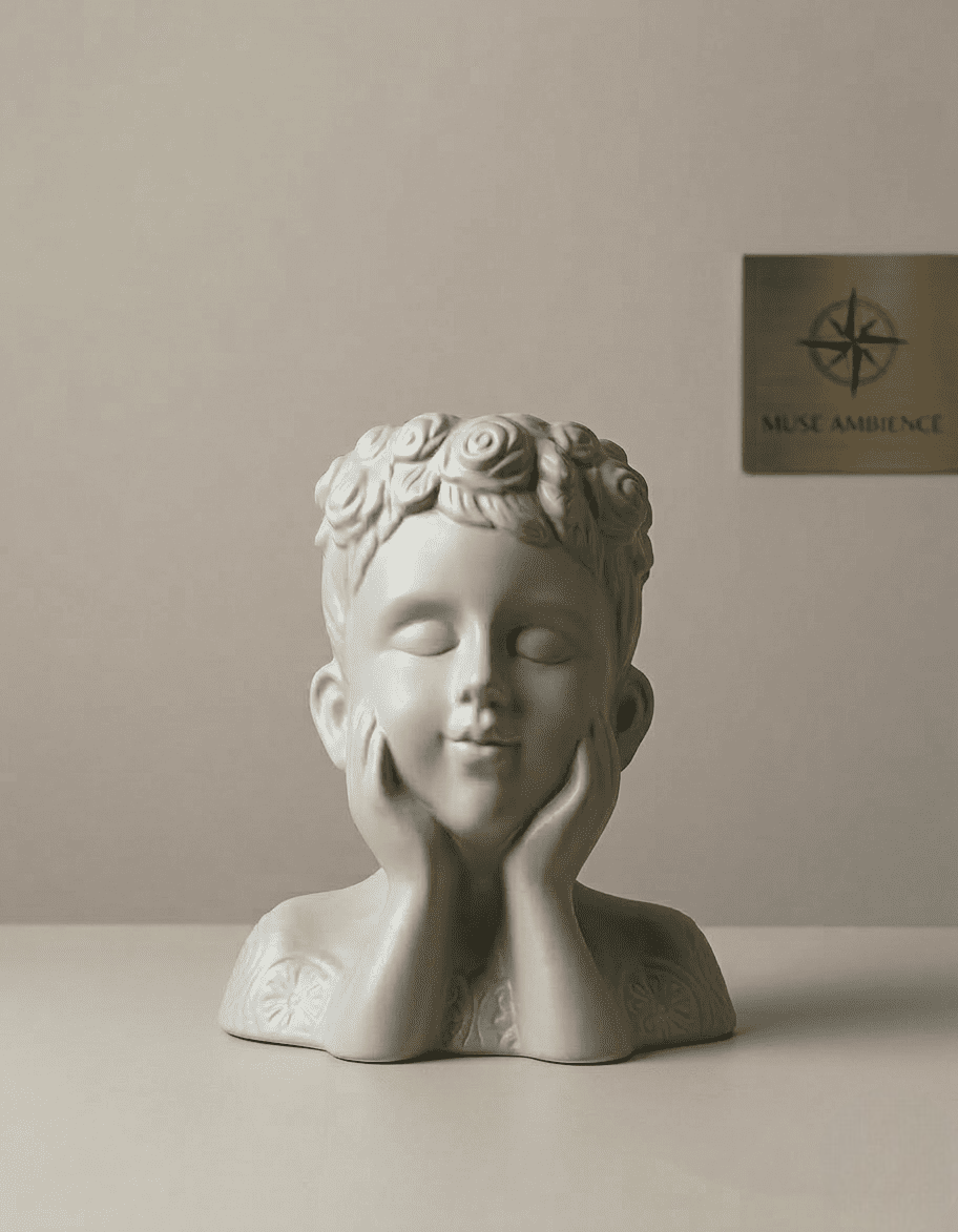 Serenity Muse Ceramic Bust Vase
